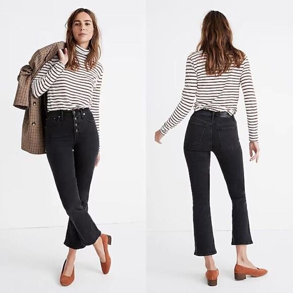Madewell Women's Cali Demi-Boot Jeans in Bellspring Wash Button-Front Edition 25 - Picture 1 of 6